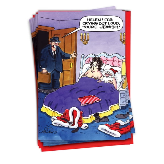 NobleWorks, Santa Affair - 12 Funny Christmas Cards Boxed - Bulk Set, C10176XSG-B12x1