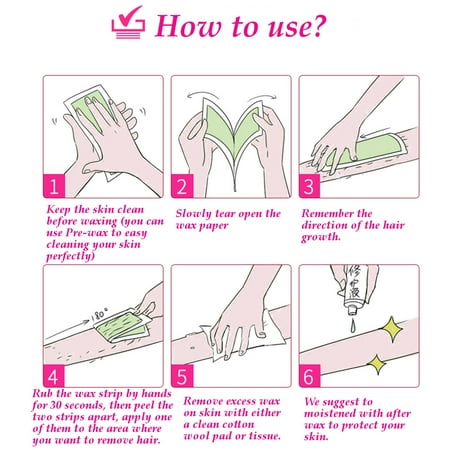 60pcs Double Side Wax Hair Removal Strips Epilator Depilatory