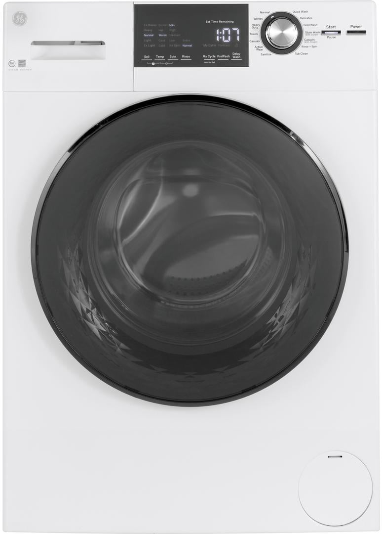 GE White GFW148SSMWW 24"" Frontload Washer with Steam 2.4 cu. ft