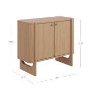 Nathan James Solace Mid Century Modern Cabinet, Storage Cabinet or Accent Cabinet with Doors with Solid Wood Legs and Adjustable Shelf, Raw Oak
