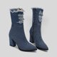 thumbnail image 2 of NECHOLOGY Botas Mujer Adulto Femenino Zapatos Botines mujer Botas con cremallera lateral hueca de mezclilla para mujer de otoño a la moda para mujer (BU1, 7.5), 2 of 6