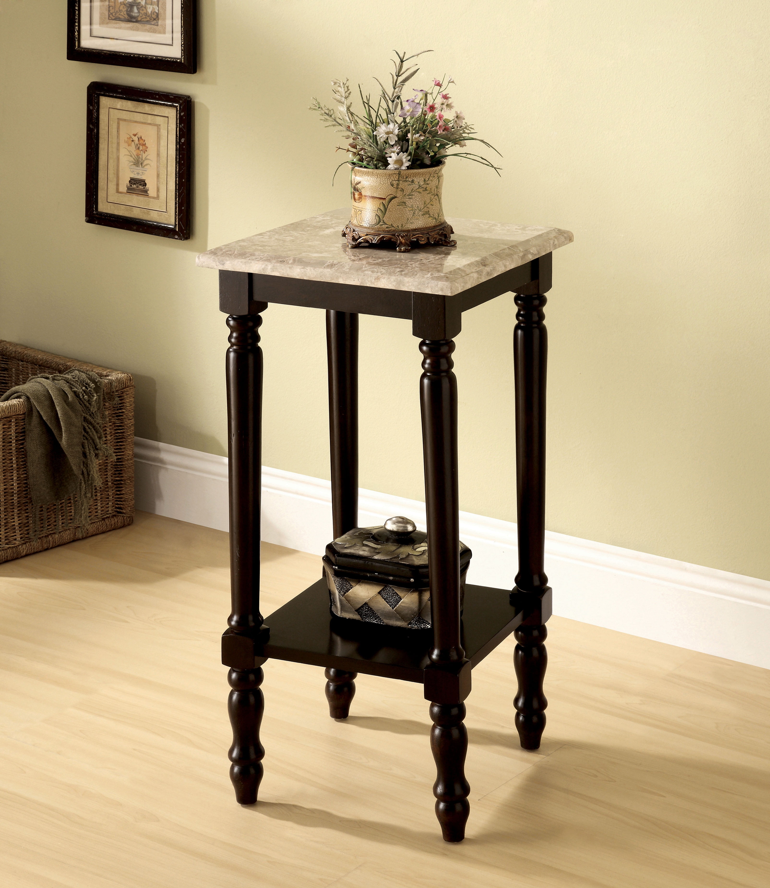 Furniture of America Ellington Square Side Table, Dark Cherry