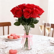30PCS Red Roses Artificial Flowers Artificial Flowers Realistic Roses for Home Wedding Decoration Party Fake Roses Red Flowers for Centerpieces & Arrangements