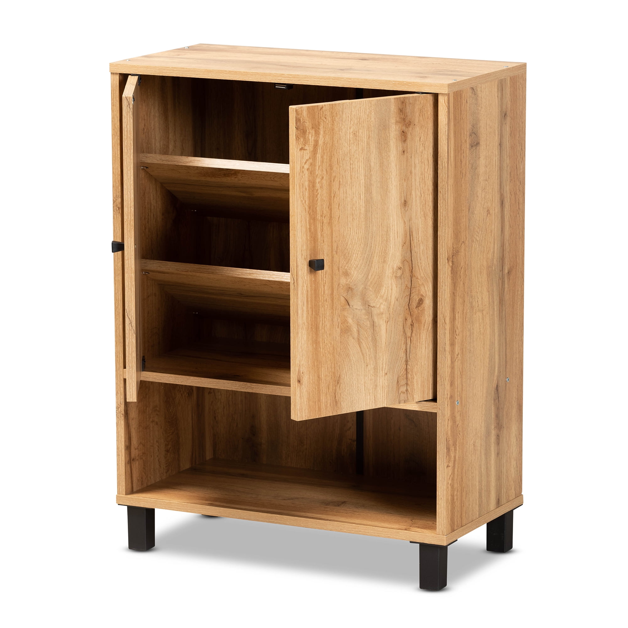 Baxton Studio Modern Contemporary Shoe Cabinet, Brown and Black, 41.9 lbs