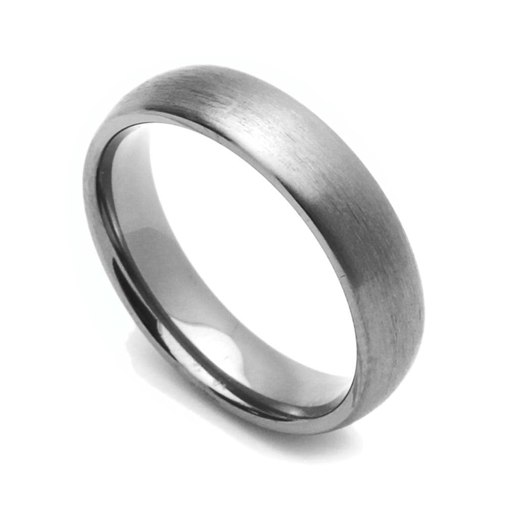 Wedding Bands Classic Bands Domed Bands Titanium 5mm Brushed Band Size 8