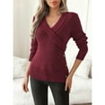 thumbnail image 4 of YueHuiYing Womens Long Sleeve Tunic Top V Neck Button Shirts Dressy Casual Business Elegant Knit Top, 4 of 9