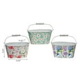 thumbnail image 2 of IH Casa Decor Floral Metal Oval Planter With Handle Asstd - Set of 3, 2 of 3