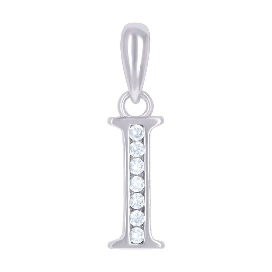925 Sterling Silver Unisex Cubic Zirconia Letter Name Personalized Monogram Initial Alphabet I Charm Pendant Necklace 17