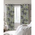 thumbnail image 3 of Grey Leaves Blackout Curtains, Light Blocking Print Window Curtains, Vintage Abstract Art Botanical Sage Green Thermal Insulated Window Drapes for Living Room Kitchen Cafe 2 Panels, 84"W x 84"L, 3 of 9