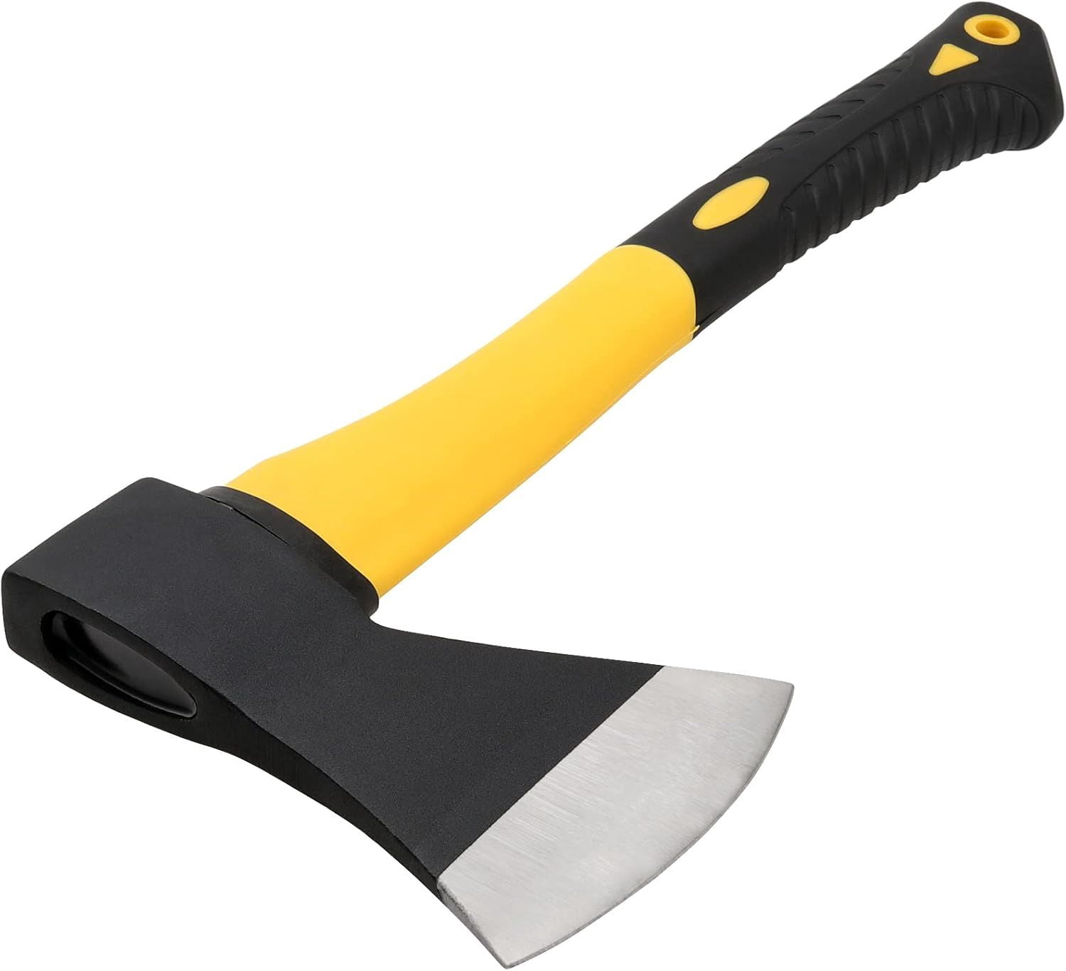 2 Pack 15 Inch Camping Chopping Axe Forged Carbon Steel Hatchet with Fiberglass Shock Reduction Handle Non Slip Grip Rubber Protective Cover for Wood Splitting Kindling Outdoor Use
