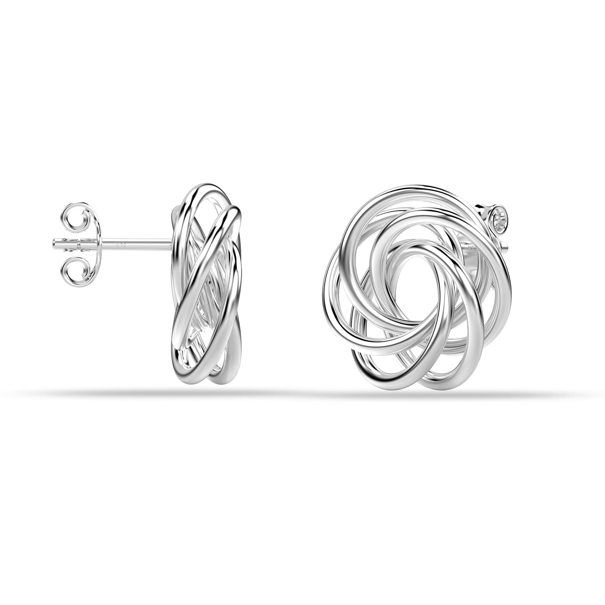 LeCalla 925 Sterling Silver Italian Design Hypoallergenic Love Knot Stud Earrings Jewelry Gifts for Friends Women and Teen 14MM