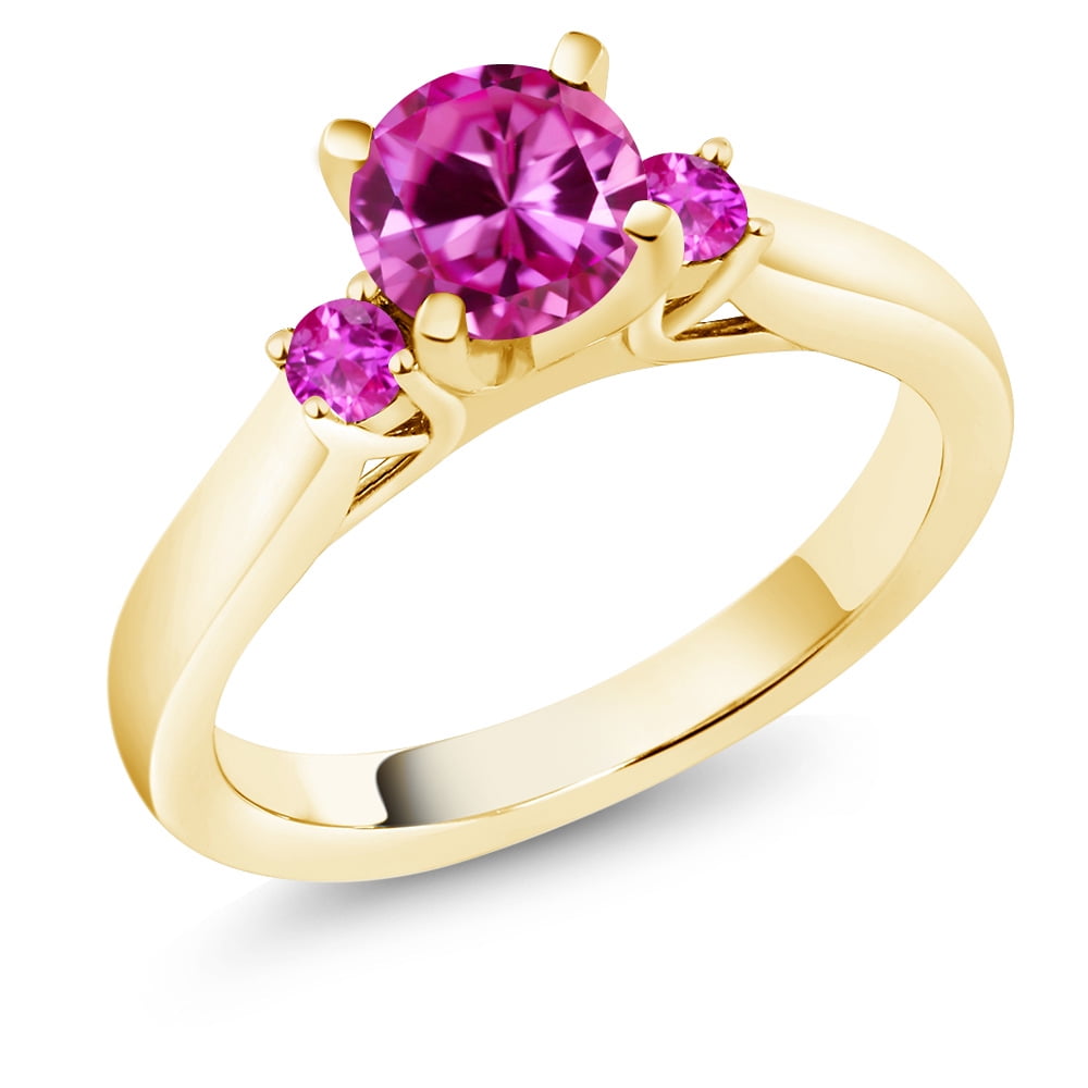 1.16 Ct Round Pink Created Sapphire Sapphire 14K Yellow Gold Engagement Ring by