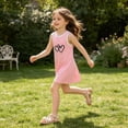 thumbnail image 3 of FRSASU Girl's Sleeveless Summer Tank Dress Crew Neck Casual Solid Color Heart Applique Summer Beach Sundress Pink, 3 of 6