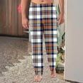 thumbnail image 2 of SnZhen Pants for Man Men's Home Sleepwear Thin Loose Pants Plaid Straight Leg Pants Men's Casual Pants, 2 of 6