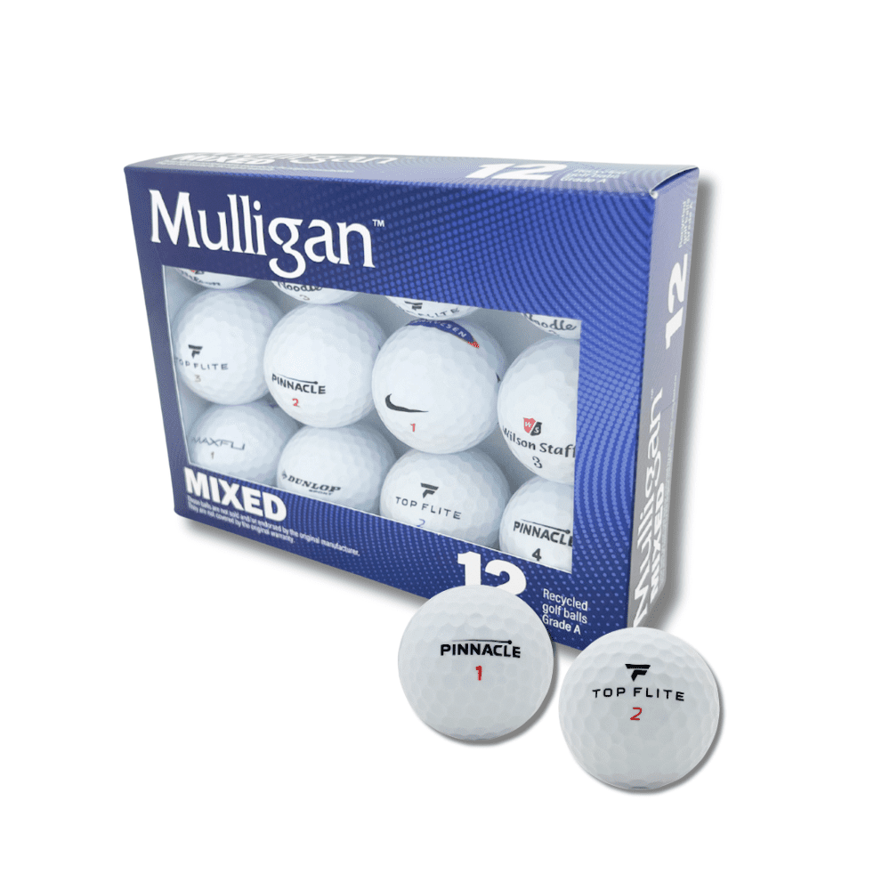 (2 pack) Mulligan Recycled White Golf Balls – Mixed Brands, 12-pack