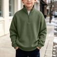 thumbnail image 3 of Iyufng Boys Kids Waffle Texture Quarter Zip Mock Neck Sweatshirts Ribbed Cuff & Hem Relaxed Fit Daily School Long Sleeve Pullover, 3 of 9