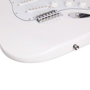 39 ST Electric Guitar for Music Lover, Rosewood Fingerboard, with Accessories Pack, Carry Bag and Shoulder Strap, Right Handed Guitar for Beginner and Intermediate Performer (White)
