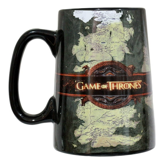 Ebros HBO Series Game Of Thrones Map Of Westeros And Essos Large Ceramic Mug 5.5"Tall Official License GOT Strategy Map Ceramic Tankard Mug