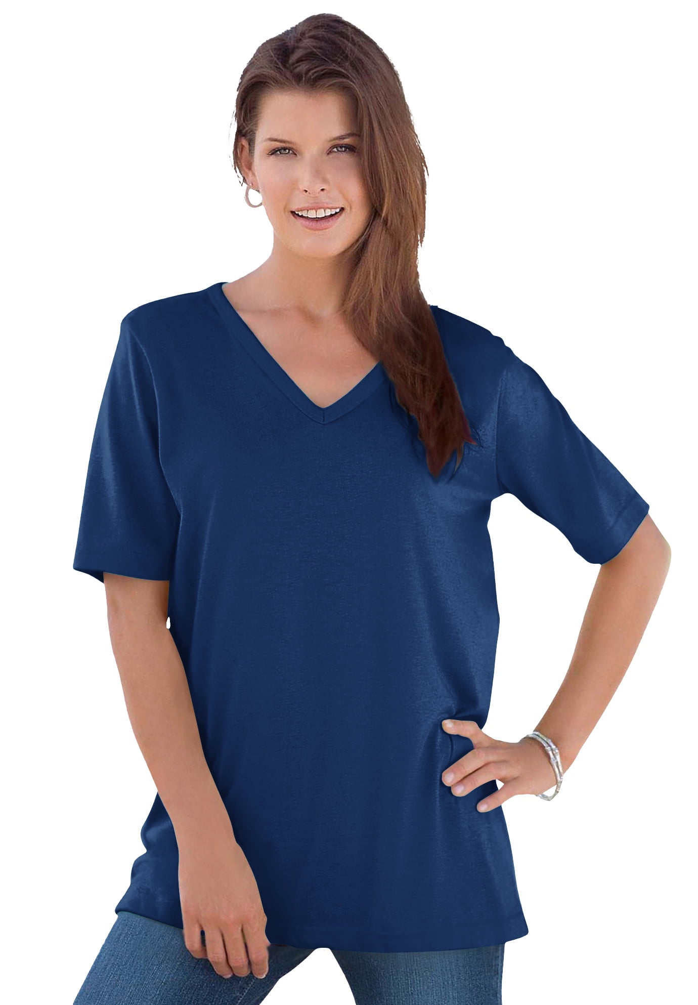 Roamans Roamans Womens Plus Size V Neck Ultimate Tee 100 Cotton T