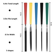 5pcs Mini Needle File Set with Synthetic Leather Case, Includes Flat, Square, Triangular, Round, and Half-Round File for Metal, Jewelry, Plastic, Ceramic and Other Precision Works