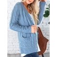 thumbnail image 3 of Womens Open Front Button Down Pocket Cardigan Sweaters Plus Size Long Sleeve Casual Loose Cable Knit Outwear Coat, 3 of 8