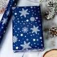 thumbnail image 5 of DFA Reversible Christmas Wrapping Paper Roll - 17 Inch X 32.8 Feet - Navy with Snowflakes & Stars, Dense Snowflake Pattern, Festive Design for Christmas, Holiday, Winter Celebration, 5 of 14
