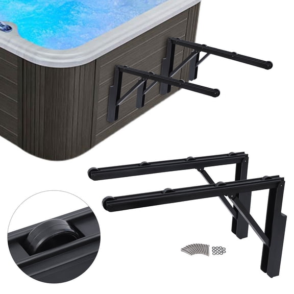 Foldable Hot Tub Cover Roller Rack - Durable Black Lifter, 2pcs