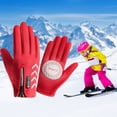 thumbnail image 4 of HES 1 Pair Kids Gloves Full Finger Waterproof Thickened Plush Anti Skid Moisture-wicking Ridding Gloves for Outdoor Sports, 4 of 8
