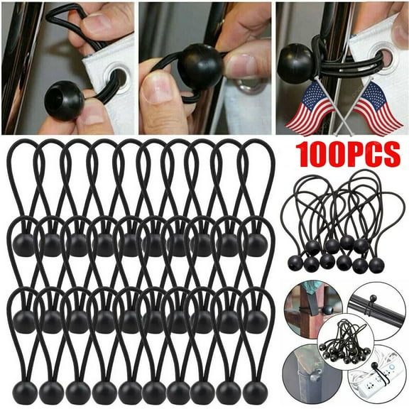 100 Pack Ball Bungee Cord, 6 Inch Heavy Duty Bungie Cord Balls Canopy Tarp Tie