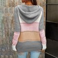 thumbnail image 4 of Suéteres para Mujer Diseño De Empalme con Cuello En V Estilo con Capucha Color De Contraste Suéter con Capucha para Mujer para Fiesta Oficina Hogar Gris L, 4 of 6