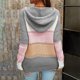 thumbnail image 4 of Suéteres para Mujer Diseño De Empalme con Cuello En V Estilo con Capucha Color De Contraste Suéter con Capucha para Mujer para Fiesta Oficina Hogar Gris M, 4 of 6