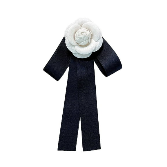 Camellia Flower Pre-tied Bow Neck Tie Brooch Lapel Pin for Women Wool Flowers Suit Collar Accessories Brooches Pins