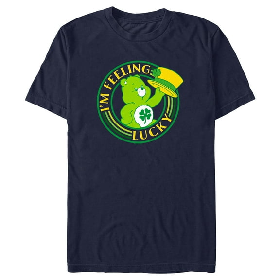 Men's Care Bears St. Patrick’s Day I’m Feeling Lucky  Graphic Tee Navy Blue 3X Large