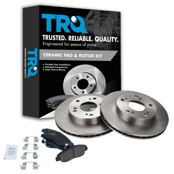 TRQ Front Premium Posi Ceramic Brake Pad & Rotor Left Right Kit for Civic BKA10834 Fits select: 2006-2009 HONDA CIVIC LX, 2010-2011 HONDA CIVIC VP