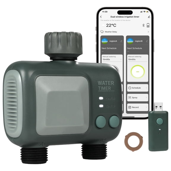 Smart WiFi Sprinkler Timer 2.4GHz Bluetooth App Control, Automatic Watering Schedule Programmable, Irrigation Timer for Garden Lawn Yard Plants