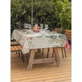 thumbnail image 3 of Outdoor Tablecloths with Umbrella Hole & Zipper, Watercolor Floral Tablecloth Rectangle 60x84 Inch, Spring Roses Eucalyptus Leaf Plants Beige Waterproof Table Cloth, Patio/Pool/Picnic Table Covers, 3 of 8