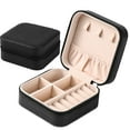 thumbnail image 2 of Small Jewelry Box, Travel Portable Jewelry Case for Ring, Pendant, Earring, Necklace, Bracelet Organizer Storage Holder Boxes (Black), 2 of 8