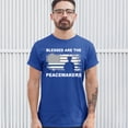 thumbnail image 3 of Tee Hunt Blessed are The Peacemakers T-Shirt Thin Line Police Officers Men's Tee, Blue, 4X-Large, 3 of 5