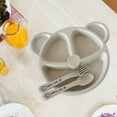 thumbnail image 3 of Divided Plates Set 3-Compartment Leakproof for Toddler platters portion dinnerware set Kids warm white, 3 of 8