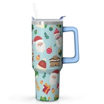Xmas Holiday 40oz Snowman Stainless Steel Insulated Coffee Cup, Winter Christmas Travel Tumbler with Straw and Handle, Gift for Women Men