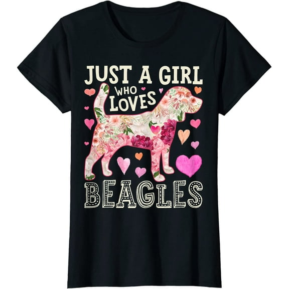 Beagle Just A Girl Who Loves Beagles Dog Flower Women Floral T-Shirt