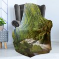 thumbnail image 4 of Woodland Soft Flannel Fleece Blanket, Forest Scene at Golitha Falls Nature Reserve on the River Fowey Cornwall England, Cozy Plush for Indoor and Outdoor Use, 60" x 80", Green Brown, by Ambesonne, 4 of 5
