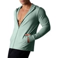 thumbnail image 6 of Mens UPF 50+ Sun Protection Jacket Hooded Long Sleeve Zipper Lightweight Quick Dry Athletic Top with Pockets and Thumb Hole Green 3XL, 6 of 7