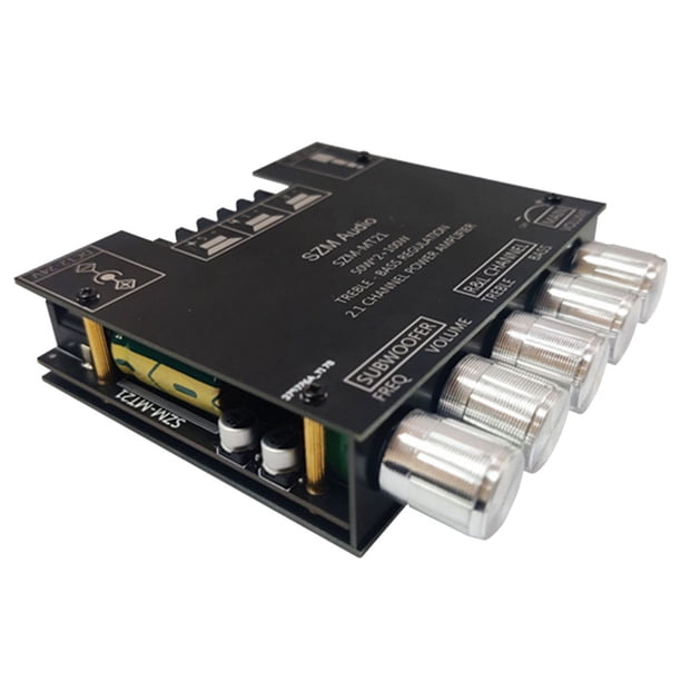 MóDulo de Placa Amplificadora de Potencia Digital Bluetooth de 2,1 Canales Amplificador de Alta Potencia de 50Wx2+100W de Alto/Graves