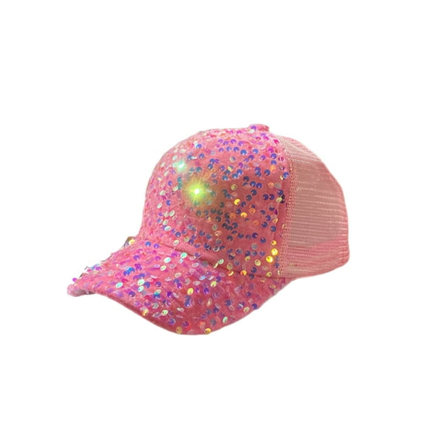 Sombreros de Sol Mujeres Gorra de Béisbol de Lentejuelas Espumantes, Gorra de Malla Ajustable, Sombrero de Sol Transpirable, Gorra de Béisbol de Viaje Y Gorra Puntiaguda Adecuada para Sombreros de Fie