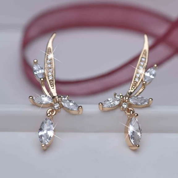 2Ct Marquise Cut Simulated Diamond Butterfly Stud Earrings 14K Yellow Gold Plated