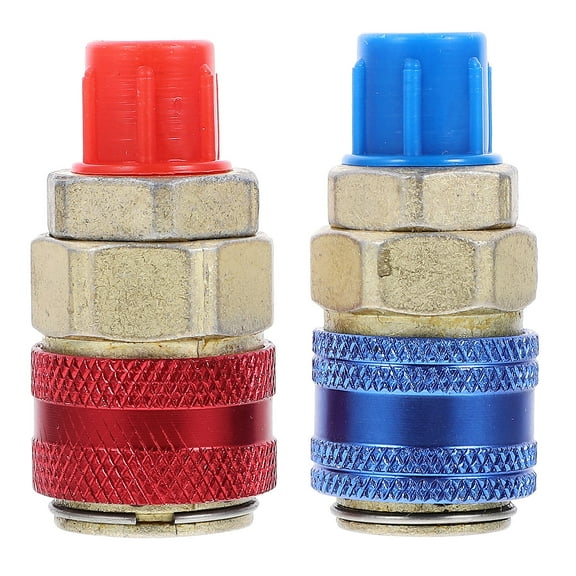 Masteelf 2pcs Manual Coupler Connector Adapter for Car Refrigerant Charging Hose Conditioning (English System)
