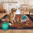 thumbnail image 4 of ODIKA 3'x5' Ultra-Soft Throw Mat, Navy Terracotta Floral Border Design Elegant Art Motif with Leaf Accents Washable, Bare feet friendly, Easy Care Indoor rug for Bedside, Vanity, 4 of 7