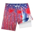 thumbnail image 4 of Gubotare Patriotic Swim Trunks for Boys Boy's Summer Boho Print Shorts Casual Kids Drawstring High Waisted Graphic Shorts with Pocket (Blue,Size 13-14 Years), 4 of 4