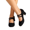 thumbnail image 1 of YOUYEDIAN Chaussures de Danse pour Femmes Été Robe à la Cheville à Brides Talons Épais Chaussures Mary Jane Confortables Rétro Bout Fermé Talon Bas Escarpins de Mariage Soirée (Noir), 1 of 7